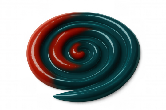 Red and teal candy forming a spiral shape with transparent background, perfect for sweet and colorful designs