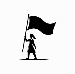 Fototapeta premium Worker Silhouette with Flag – Labor Day Celebration Vector