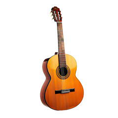 Obraz premium Classic acoustic guitar, light orange-brown wood, facing forward