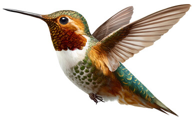 Fototapeta premium Hummingbird flying, isolated on a transparent background PNG file. 