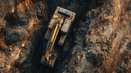 Aerial View Of Construction Machinery Working On A Site Overhead Shot Showing Heavy Equipment Digging In Earth