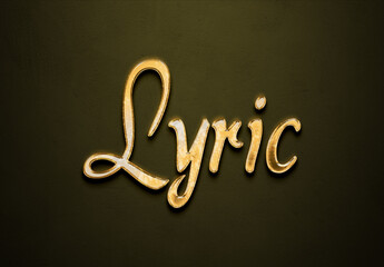 Old gold text effect of name Lyric with 3D glossy style Mockup.