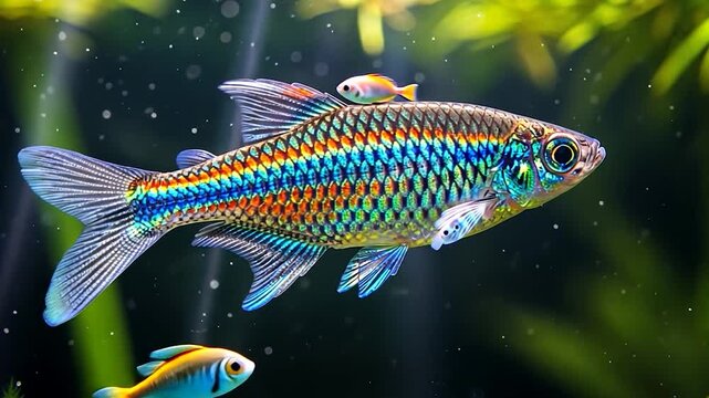 Celestial Pearl Danio: Vibrant Fish Swimming in Aquarium