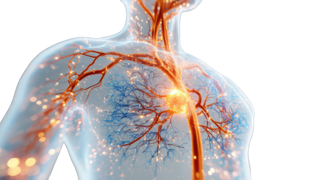 3D anatomical illustration of chest