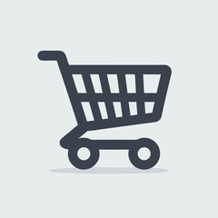 Simple Dark Grey Shopping Cart Icon Vector.