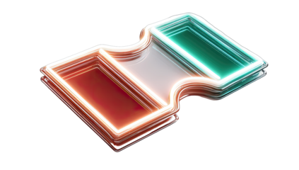 Neon-lit, stylized flag graphic