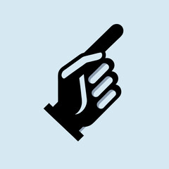 Upward pointing black hand icon with white outline.