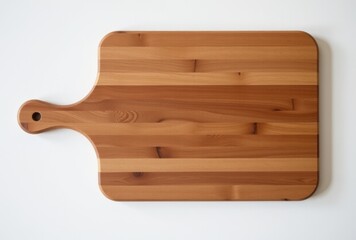 Wooden cutting board on white surface