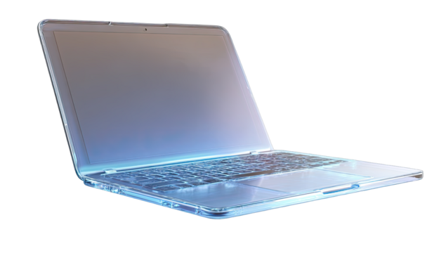 A light-toned laptop angled slightly downward