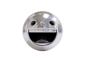 Shiny, metallic smiley face