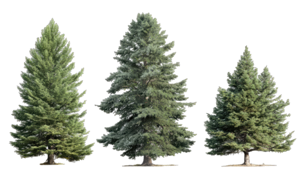 Three Christmas trees of varying heights