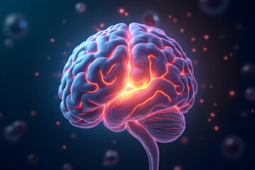 Obraz premium Brain with Glowing Neural Connections and Activity