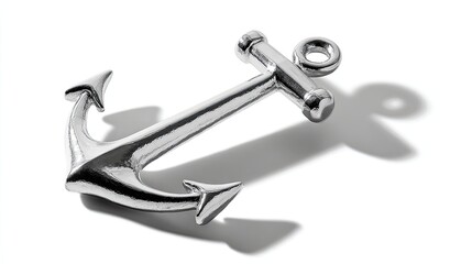 Detailed Close Up Of A Metal Anchor On A White Background