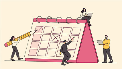 Team Planning with a Large Calendar and Digital Devices.