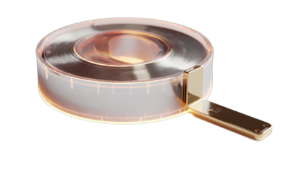 Golden film reel, transparent casing
