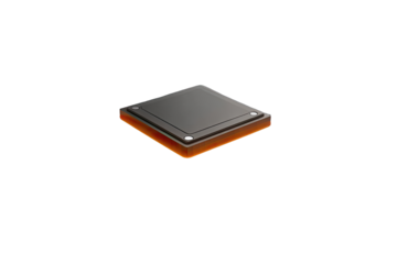 Square, metallic device with glowing edges