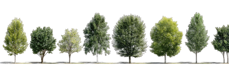 Row of trees in a park