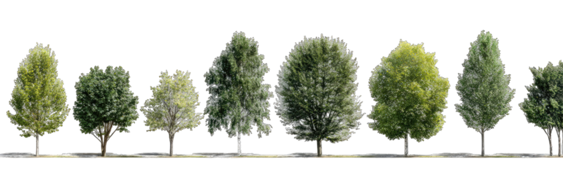 Row of trees in a park