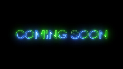 Neon coming soon text icon illustration. black background 4k illustration. and creating a stunning illustration. 4k illustration