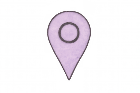 Purple location pin icon with transparent background, ideal for indicating points of interest on maps or digital interfaces