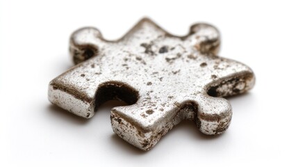Fototapeta premium Close-up of a single, aged puzzle piece