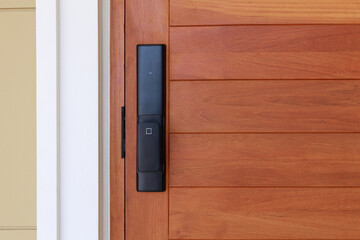 wooden door with a handle