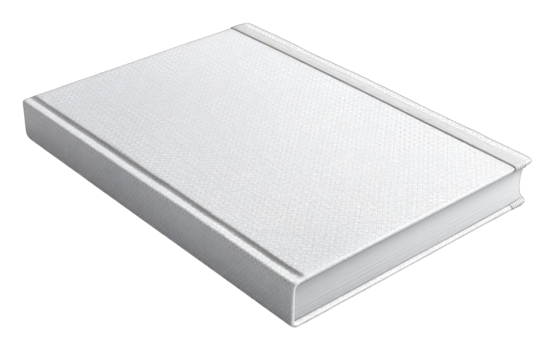 Blank white book lying flat