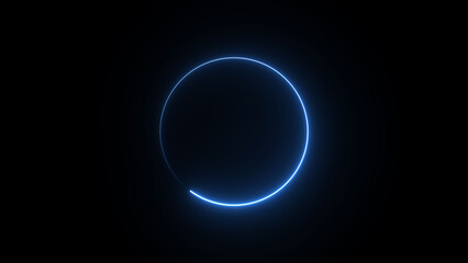 A dynamic circular illustration, and glowing Neon blue circle frame loading icon background retro style illustration . on a black background. and creating a stunning illustration.4k illustration