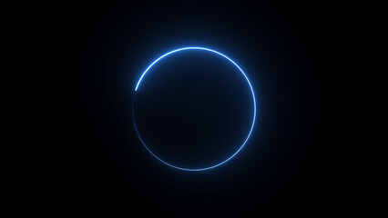 A dynamic circular illustration, and glowing Neon blue circle frame loading icon background retro style illustration . on a black background. and creating a stunning illustration.4k illustration