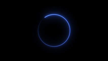 Neon blue circle frame loading icon background illustration in retro style and creating a stunning 4k illustration .	
