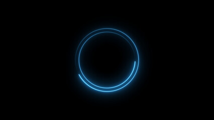 Neon blue circle frame loading icon background illustration in retro style and creating a stunning 4k illustration .	
