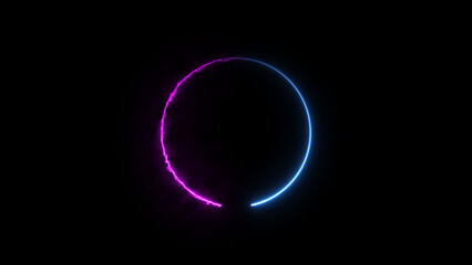 A dynamic circular illustration, and glowing Neon blue circle frame loading icon background retro style illustration . on a black background. and creating a stunning illustration.4k illustration	
