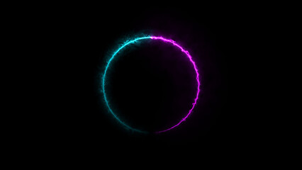 A dynamic circular illustration, and glowing Neon blue circle frame loading icon background retro style illustration . on a black background. and creating a stunning illustration.4k illustration	
