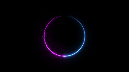 A dynamic circular illustration, and glowing Neon blue circle frame loading icon background retro style illustration . on a black background. and creating a stunning illustration.4k illustration	
