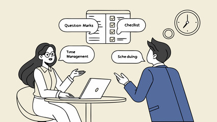 Business Colleagues Discussing Time Management and Scheduling.