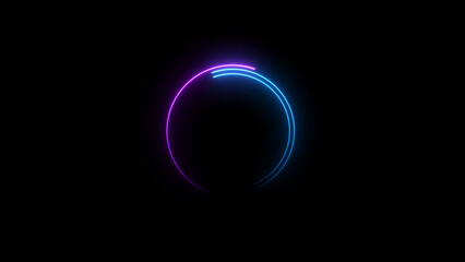 A dynamic circular illustration, and glowing Neon blue circle frame loading icon background retro style illustration . on a black background. and creating a stunning illustration.4k illustration	
