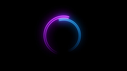 A dynamic circular illustration, and glowing Neon blue circle frame loading icon background retro style illustration . on a black background. and creating a stunning illustration.4k illustration	
