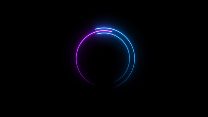 A dynamic circular illustration, and glowing Neon blue circle frame loading icon background retro style illustration . on a black background. and creating a stunning illustration.4k illustration	
