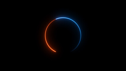 A dynamic circular illustration, and glowing Neon blue circle frame loading icon background retro style illustration . on a black background. and creating a stunning illustration.4k illustration	

