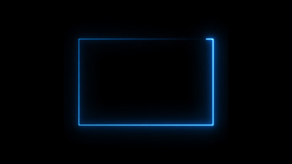 A dynamic recktengle illustration, and glowing Neon blue circle frame loading icon background retro style illustration . on a black background. and creating a stunning illustration.4k illustration	
