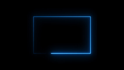 A dynamic recktengle illustration, and glowing Neon blue circle frame loading icon background retro style illustration . on a black background. and creating a stunning illustration.4k illustration	

