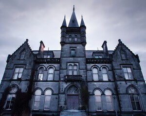 Fototapeta premium creepy gothic Victorian mansion in the style of a haunted house