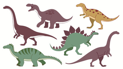 Colorful Cartoon Dinosaurs in Various Poses and Styles.