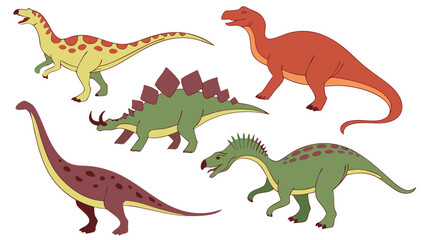 Colorful Cartoon Dinosaurs in Various Poses.