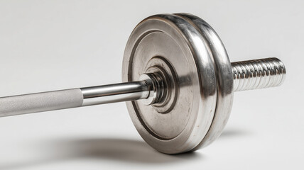 Barbell with weight plate isolated