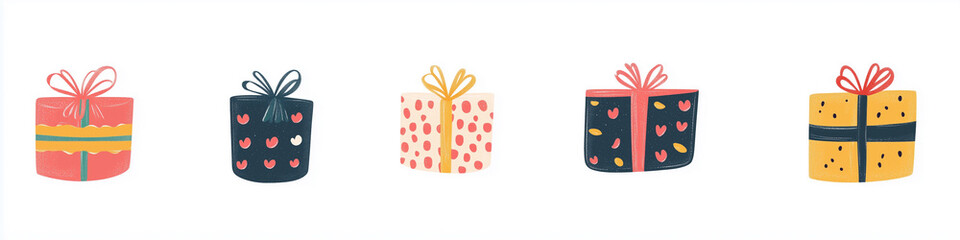 Illustration of Christmas presents on white