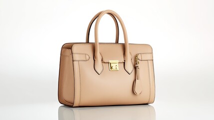 Beige Leather Handbag With Gold Hardware A Detailed Look At A Stylish And Elegant Womens Satchel