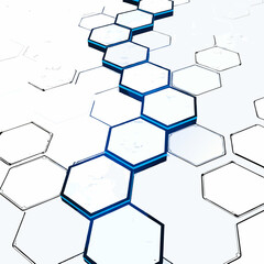 Fototapeta premium 3D hexagon mesh grid abstract background, futuristic digital design