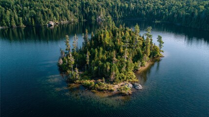 Fototapeta premium Island in quiet lake