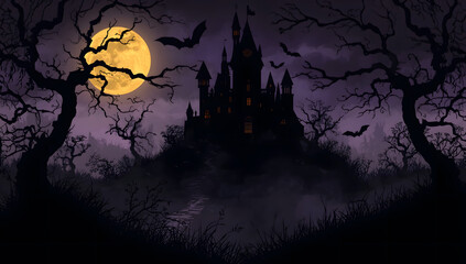 Haunted Castle on Halloween Night